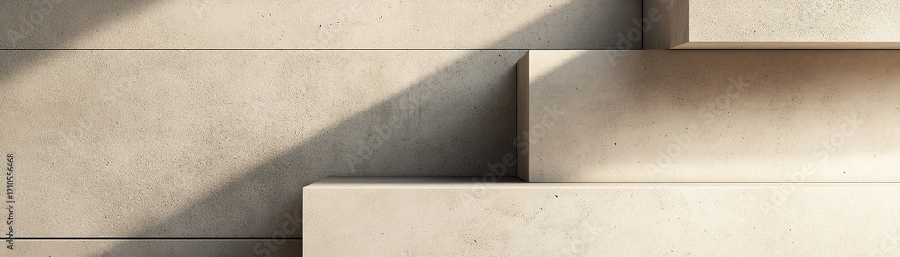 Poster overlapping concrete slabs create a soothing and modern atmosphere against a soft beige backdrop, pe