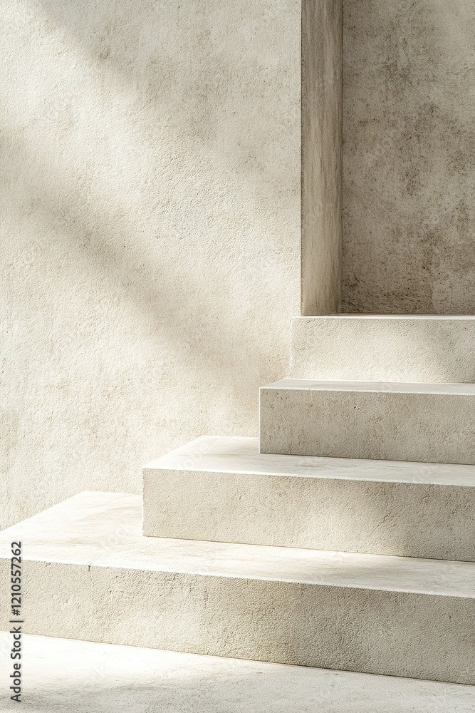 Poster this work showcases overlapping concrete slabs with smooth surfaces and soft shadows against a calmi