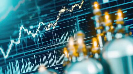 Dynamic financial trading graph with candlestick patterns and market data display
