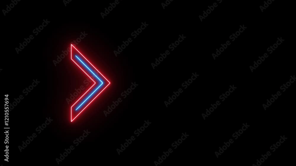 Poster Red color neon arrow. Neon Arrows sign Loop Animation Background motion graphics Background	