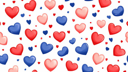 Romantic red, blue, pink hearts pattern; Valentine's Day background; love, romance concept