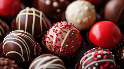 Luxurious Gourmet Chocolate Truffles Assortment with Elegant Decorations : Generative AI