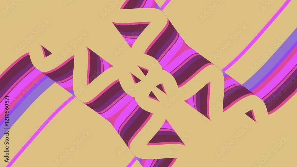 Poster Composition of gently curving colored figures. Loop animation. 3d rendering 4K