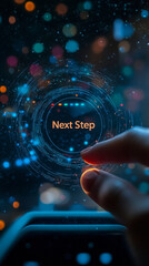 Next step technology interface glowing in dark with futuristic circles