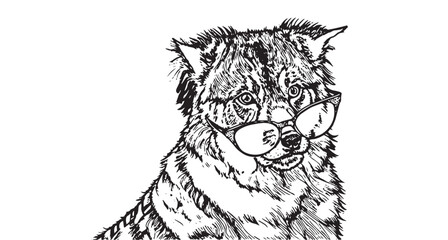 black and white dog Hand drawn vector drawing Black and White sketch transparent background