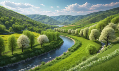   Photorealistic Spring Landscape