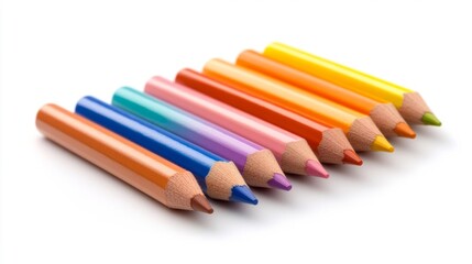 Fototapeta premium Set of Colorful Pencils Isolated on White Background. Generative AI