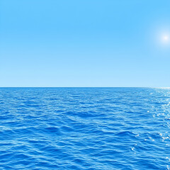 Obraz premium Sunny ocean horizon, calm water, clear blue sky, summer seascape, ideal for travel brochures