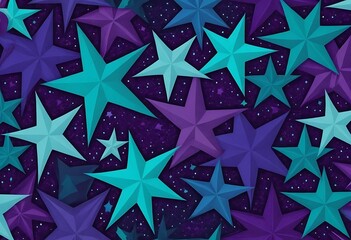 Teal and Purple Stars Glitter Background