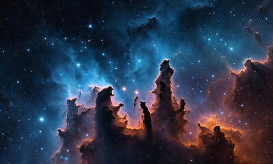 Fototapeta premium Stunning space art depicting a nebula with intricate dust textures, capturing the essence of the Eagle Nebula.