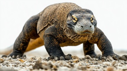 Obraz premium Intense Stare of the Komodo Dragon: A Close Encounter with the Apex Predator of Indonesia's Islands