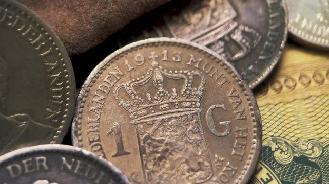 1 guilder wilhelmina mantel coin. Old Dutch coin circulated between 1910-1917.