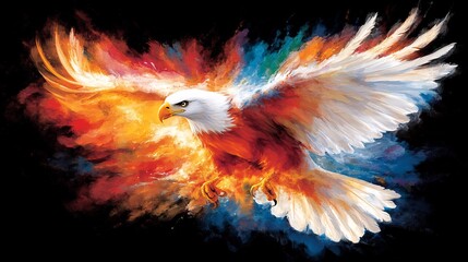 Fiery Eagle in Flight: A Majestic Artwork