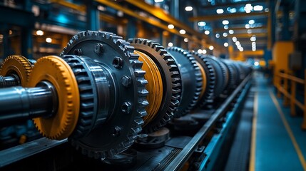 Fototapeta premium Industrial Machinery Gears and Factory Interior