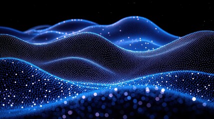 Glowing Blue Digital Waves Abstract Background