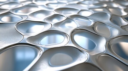 Abstract Silver Metallic Surface Organic Design
