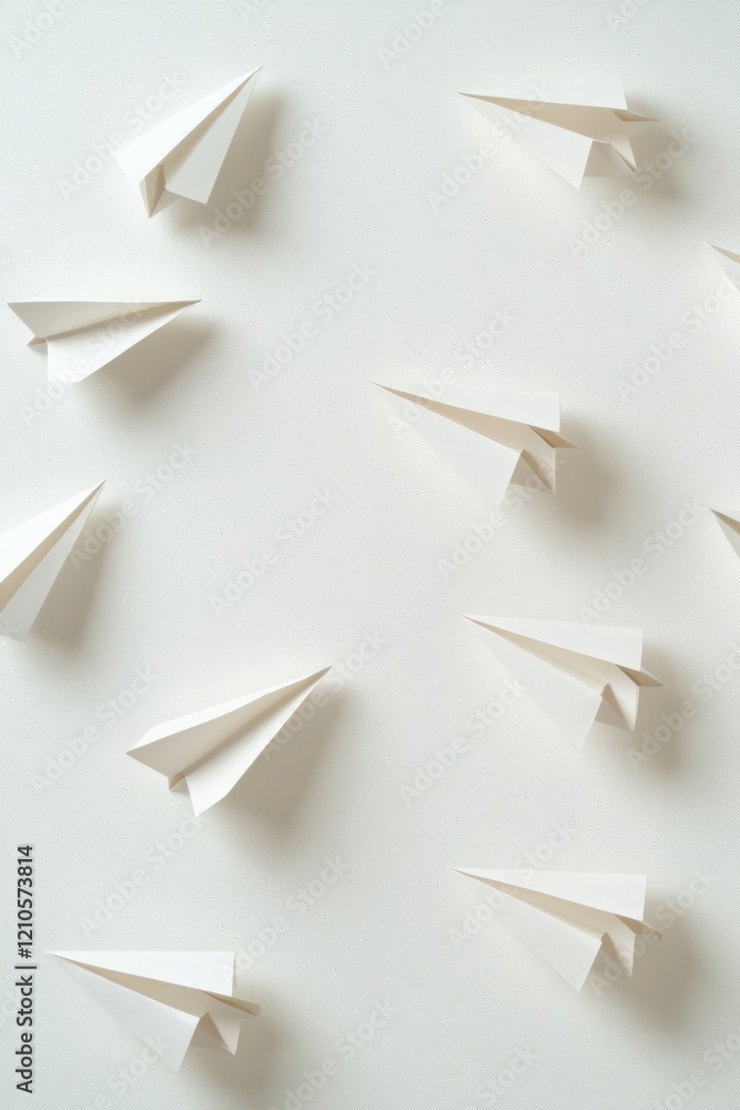 Aufkleber sleek paper airplane pattern on textured white modern communication and business style for digital n