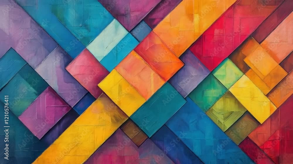 Poster vibrant geometric patterns unfolding in dynamic colorful animation