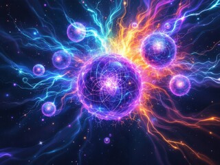 Obraz premium Vibrant Quantum Energy Explosion in Space
