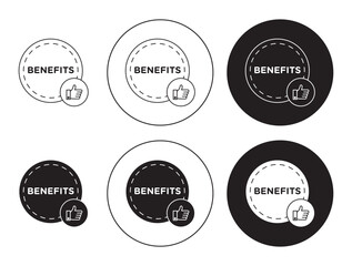 benefits icons set in black filled and stroke line style