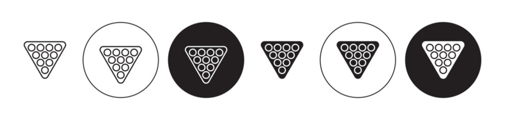 billiards icons set in black filled and stroke line style
