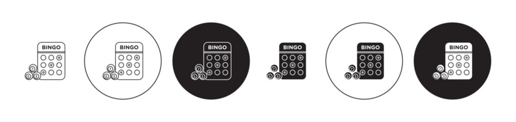 Bingo icons set in black filled and stroke line style