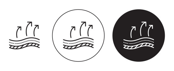 Breathable leather icons set in black filled and stroke line style