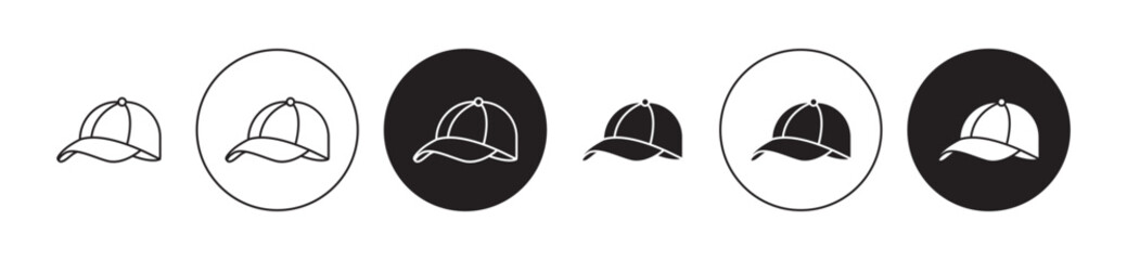 Cap icons set in black filled and stroke line style