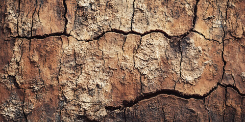 Weathered Cracked Earth Texture with Natural Patterns and Rustic Organic Aesthetic : Generative AI