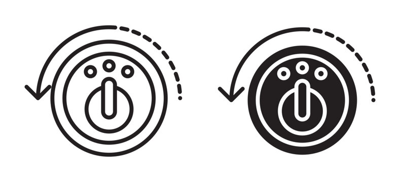 car ignition icons set in black filled and stroke line style