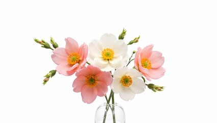 Fototapeta premium Bouquet of flowers on a white background in a vase