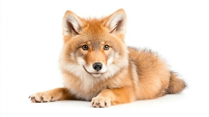 Fototapeta premium Young Wolf on White Background. Generative AI