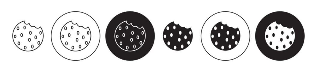 Cookie icons set in black filled and stroke line style