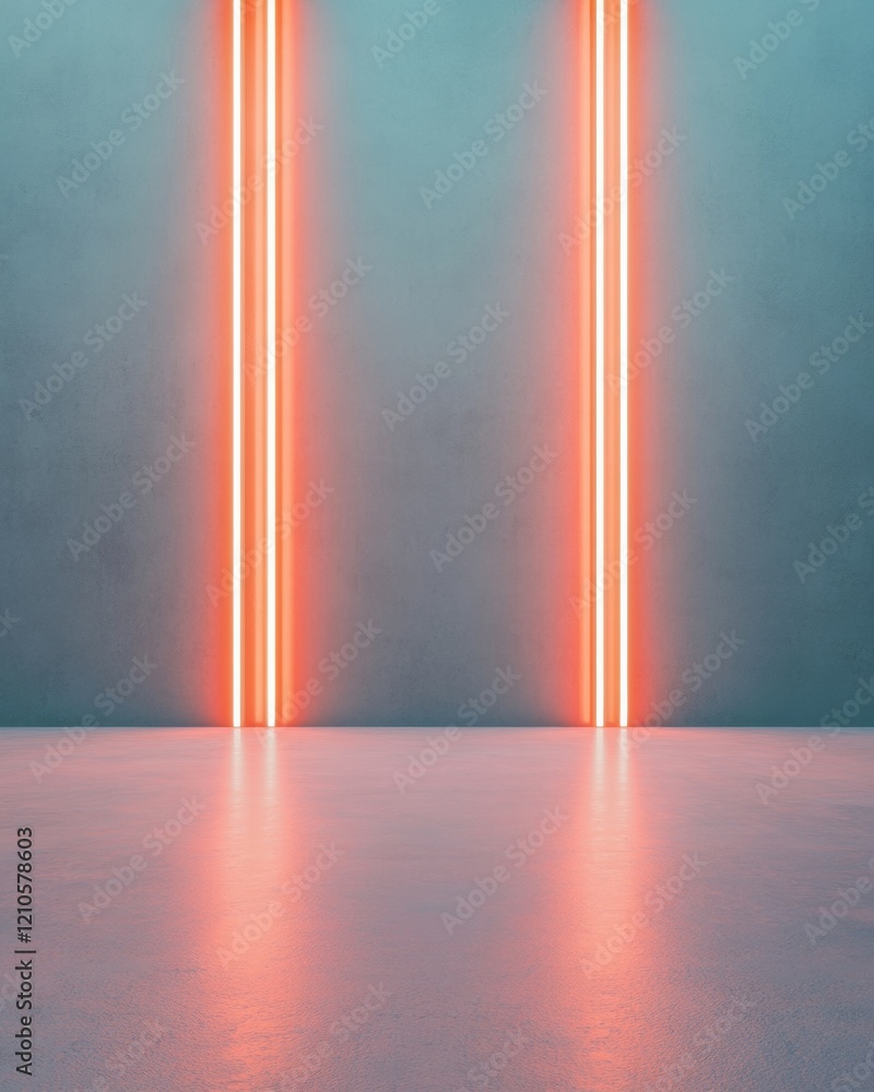 Poster Neon Minimalism in AI Vibrant Light Streaks on Concrete for Tech-Infused Spaces and Data Visualization - Innovative Design for Modern Business Environments