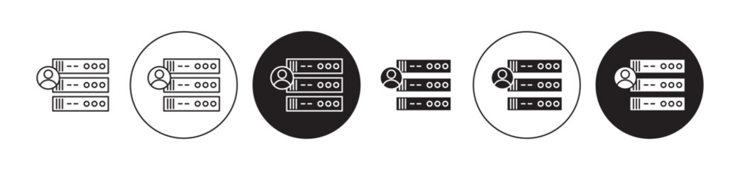 Database administrator icons set in black filled and stroke line style