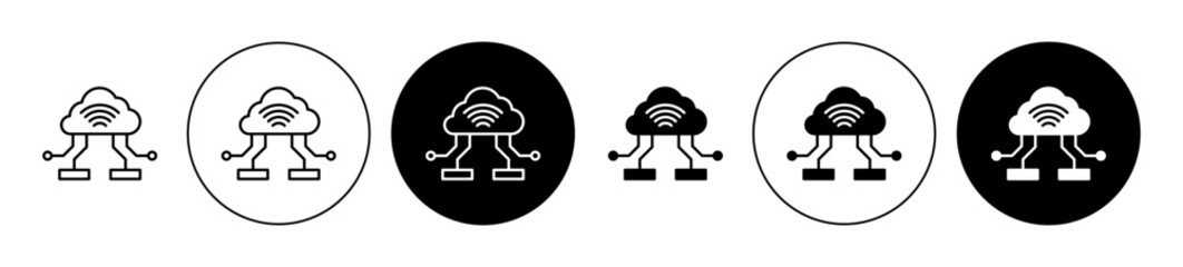 data streaming icons set in black filled and stroke line style