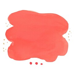 A vibrant coral paint stroke with soft edges creating an artistic and modern look, surrounded by light speckles.