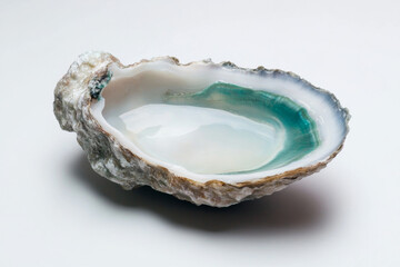 Beautiful oceanic shell displaying captivating colors and textures on a light background