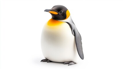 Obraz premium Cute Penguin with Vibrant Yellow Markings on White Background. Generative AI