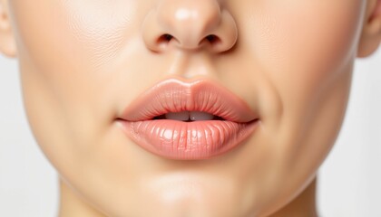 Obraz premium Close-up of chapped lips with neutral expression, softness in focus