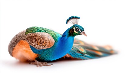 Obraz premium Peacock Isolated on White Background. Generative AI