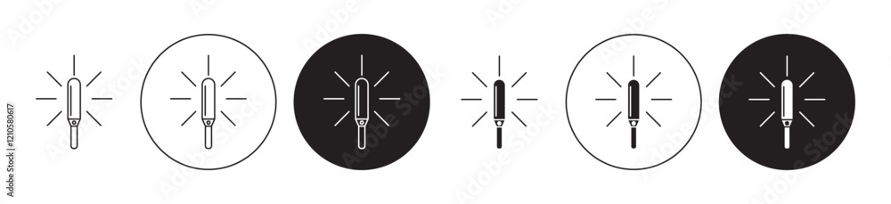 Poster light stick icons set in black filled and stroke line style