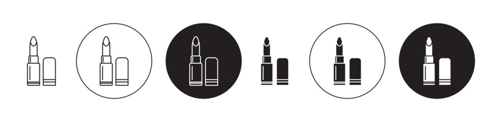 Lipstick Icons set in black filled and stroke line style