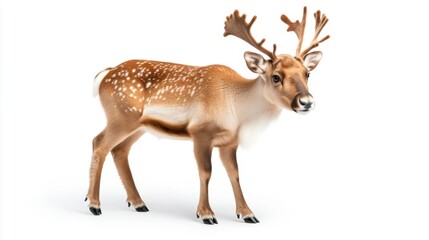 Fototapeta premium Arctic Reindeer on White Background. Generative AI