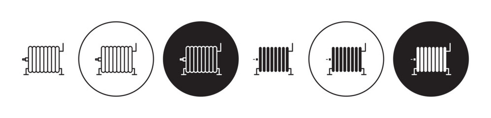 Radiator icons set in black filled and stroke line style