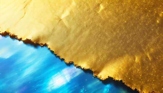 Golden Abstraction: An elegant macro shot of textured gold and swirling blue, creating a striking visual metaphor for luxury and the intersection of elements.