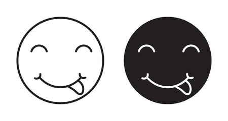 Savoring Food Emoji icons set in black filled and stroke line style