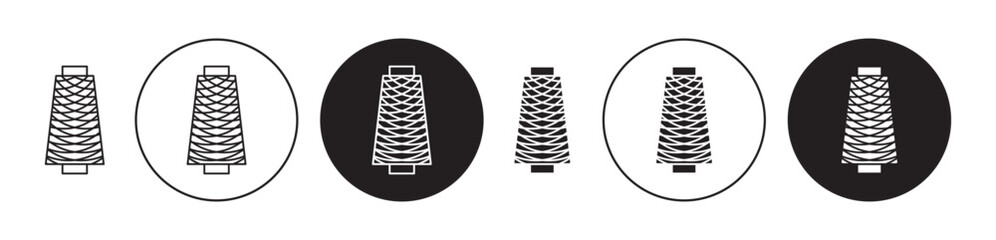 Spool of thread icons set in black filled and stroke line style