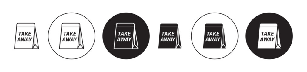 Take away icons set in black filled and stroke line style