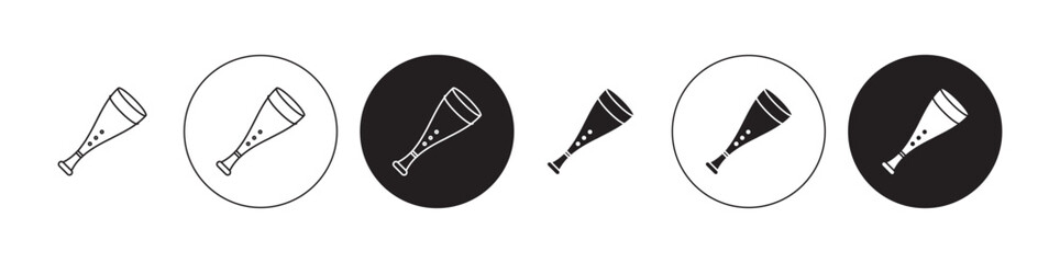Vuvuzela trumpet icons set in black filled and stroke line style